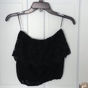 Black crochet tube top